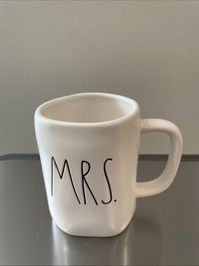 Magenta White Ceramic MUG with Black "MRS." Lettering